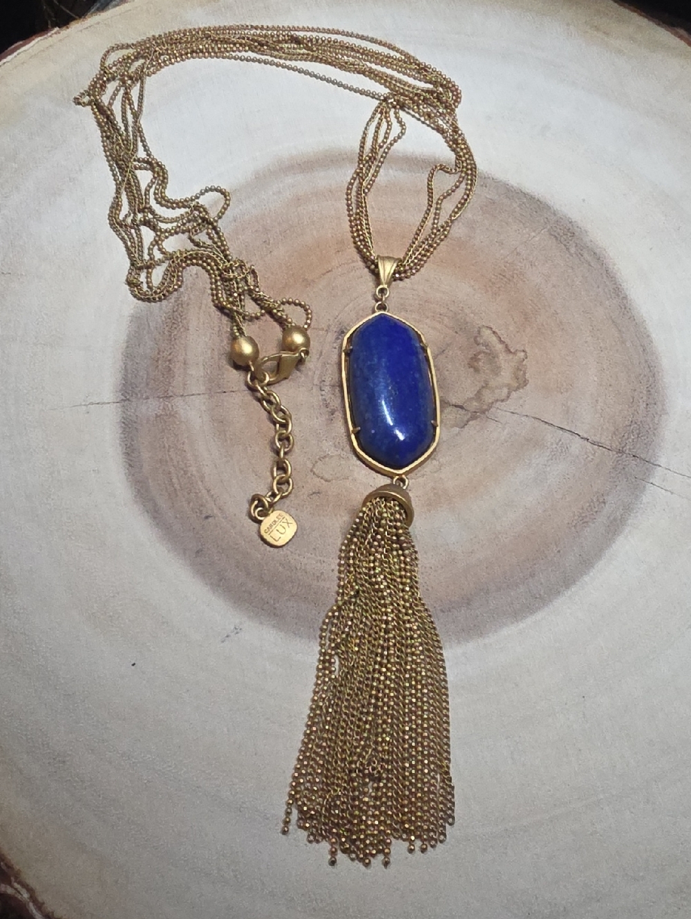 Carloee Lux Lapis Stone Tassel Pendant Necklace